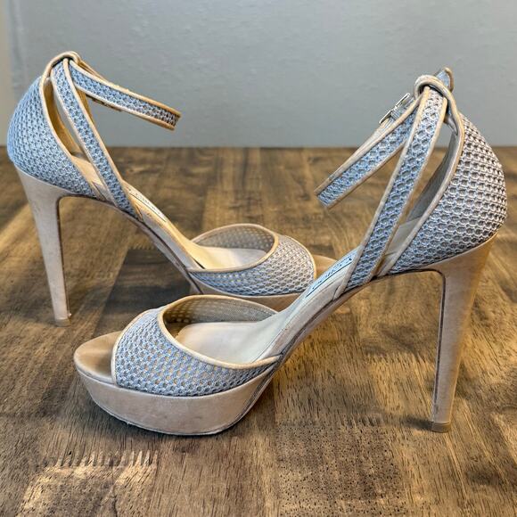 Jimmy Choo Kayden Stiletto Heel Leather Mesh Ankle Strap Platform Women’s Sz 39 - Picture 8 of 12